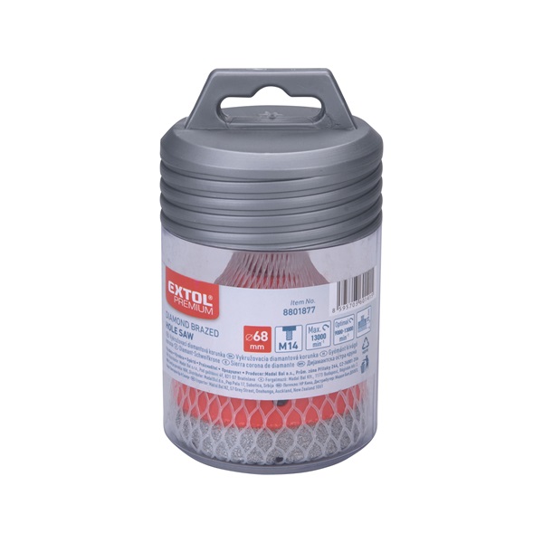 körkivágó csempére, gyémánt vágóél; 68mm × M14, sarokcsiszolóba fogható