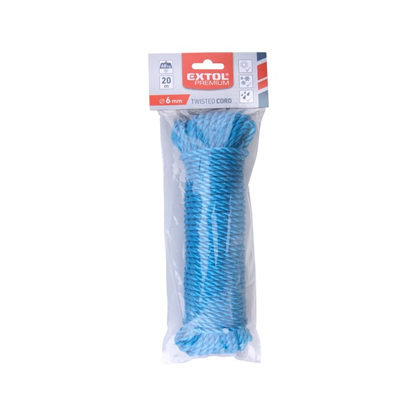 kötél, sodrott, kék, 6mm×20m, PP