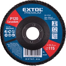 lamellás csiszoló acél, Alu, műa. és fa munkadarabok csiszolására, 115×22mm; P120, kúpos,max.:13.200 ford./perc, EN13743