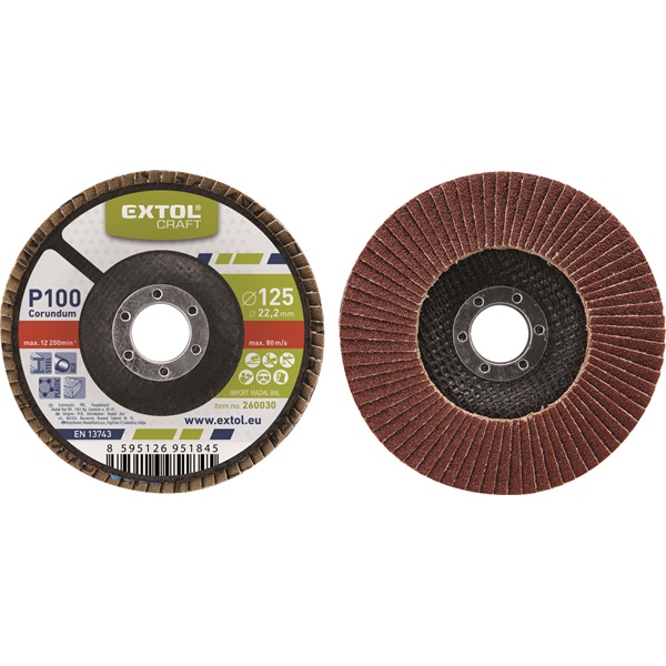 lamellás csiszoló acél, Alu, műa. és fa munkadarabok csiszolására, 125×22mm; P80, kúpos, KIFUTÓ, HELYETTE 8803474