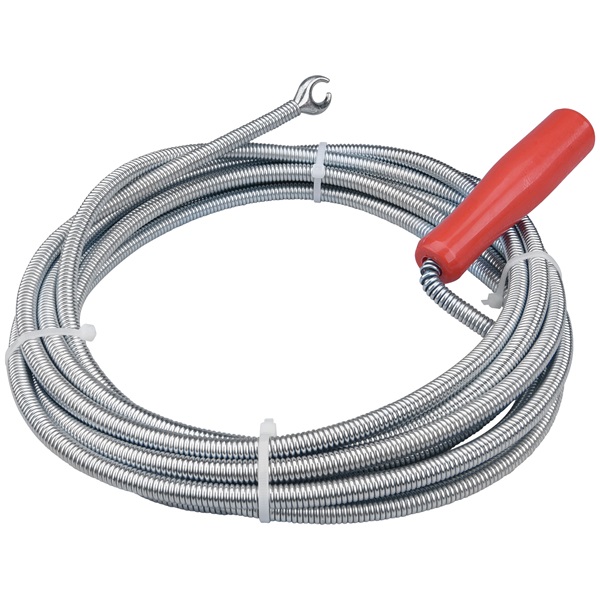lefolyócső tisztító, 5m, 9mm átmérő, kézi tekerővel, tisztító körömmel,  (1,9mm drótból sodorva)