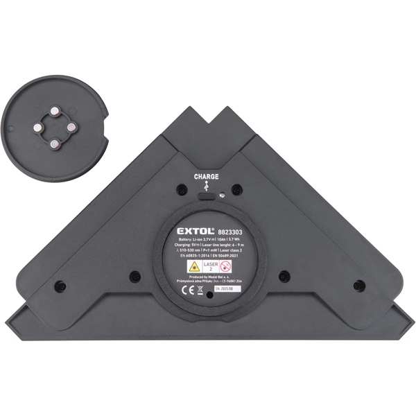 lézeres vízszintező, (csempelézer, derékszöglézer) ZÖLD, 2H (2 horizontális), akkus, vákuumos talppal