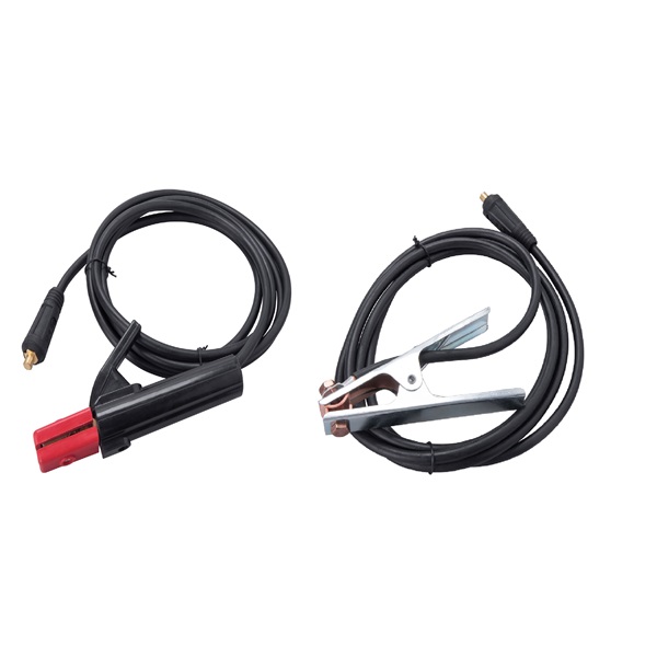 munkakábel elektródafogóval + földelőkábel csipesszel, 8796012 inverterhez, 200 A, 3 m, 25 mm2, MMA hegesztéshez