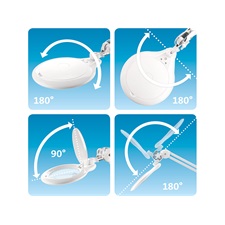 nagyító LED lámpa, asztali, Fehér, 10 W, 81 LED, 1000 Lm, 5× nagyítás; mechanikusan állítható rögzítés