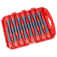 órás csavarhúzó klt. 15 db S2 acél mágneses, 135 mm hosszúság, lapos, PH, HEX és TORX, műanyag doboz