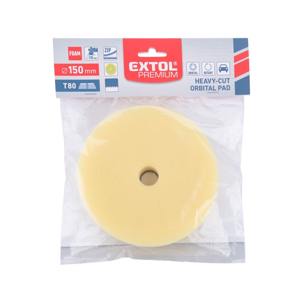 polírkorong, erős polírozás, T80, 150×25mm, tengely: 22 mm; sárga, tépőzáras