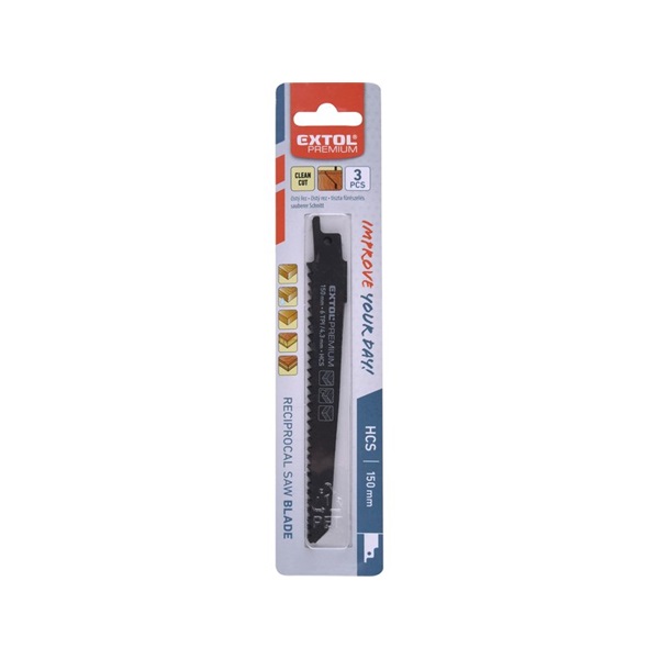 szablyafűrészlap klt., 3db, Bosch befogás, 150 mm, 6T, HCS, fához, műanyaghoz