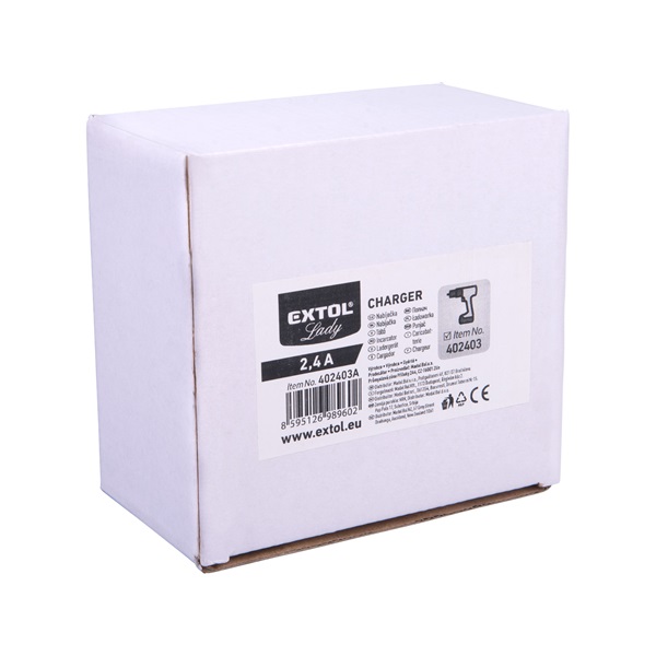 tartalék akkutöltő 12V a 402403 géphez; 2,5 A, Extol Lady