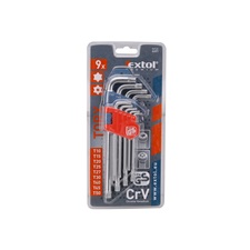 torx kulcs klt., CV. ; 9db, lyukas, T10,15,20,25,27,30,40,45,50, bliszteren