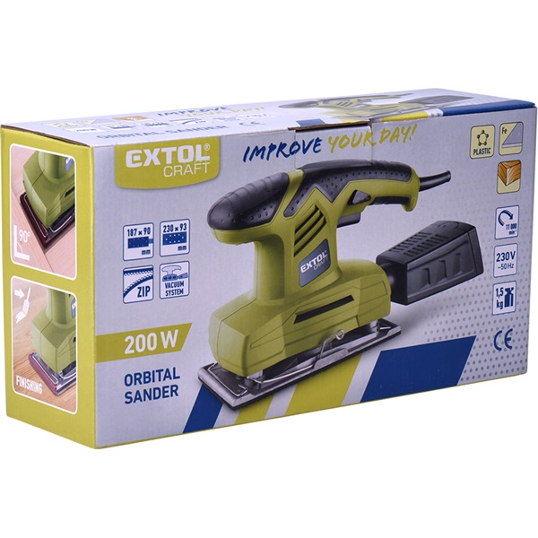 vibrációs csiszológép 200W, 90×187mm; 11000/perc, alu és tépőzáras talp